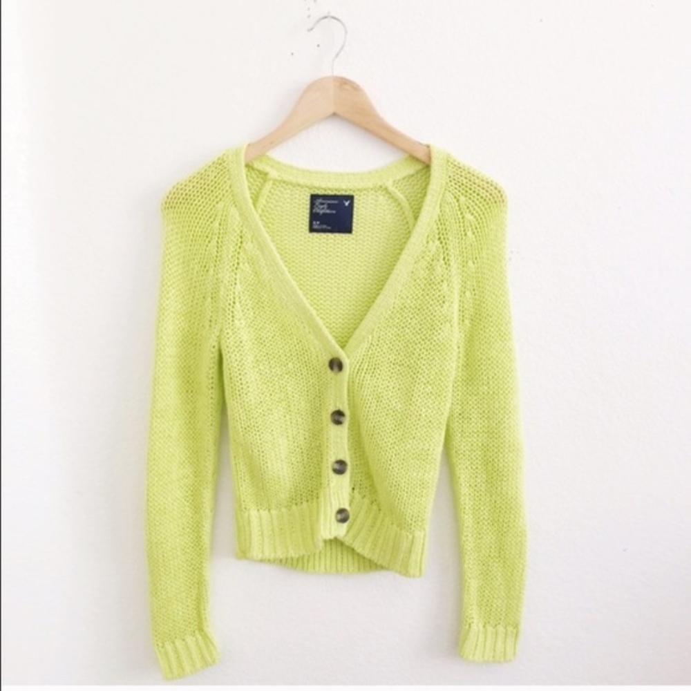 Lime Green American Eagle cardigan sweater size S